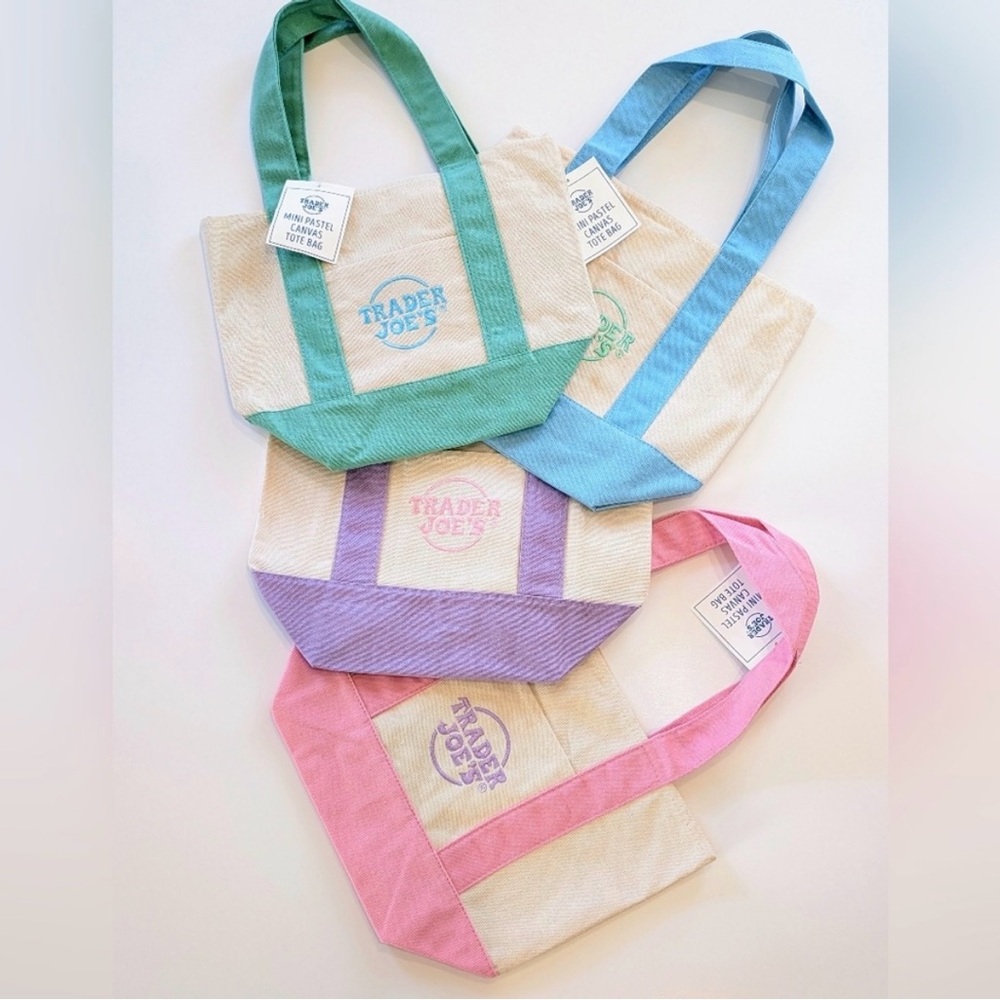 Trader Joe's Pastel Canvas Tote Bag - Pink